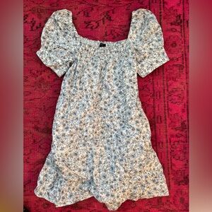 J. Crew blue and White Ruffle dress